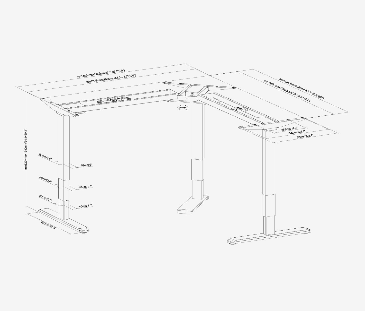PRIMUS Winkelschreibtisch, Gestell Grau, Tischplatte 1400 x 800 x 25 mm Topweiß