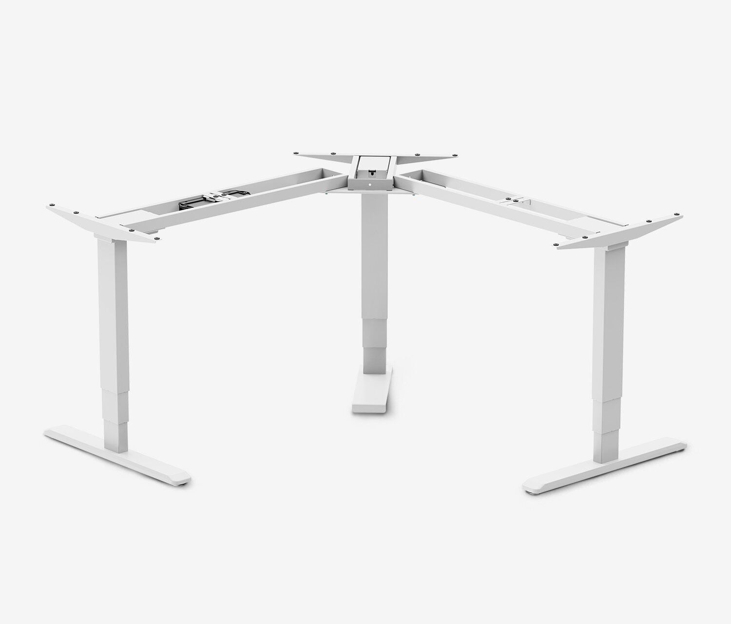 PRIMUS Eckschreibtisch, Gestell Weiß, Tischplatte 2000/800 x 1600/800 x 25 mm Lichtgrau