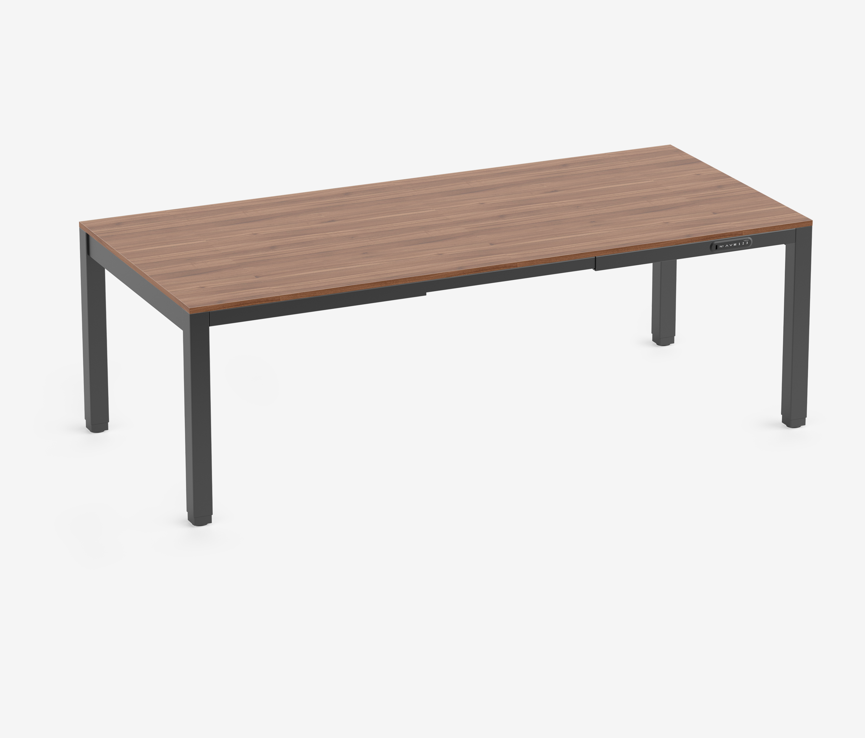 PRIMUS 4-Bein Schreibtisch Schwarz Nussbaum 2200 x 1000 x 25 mm 