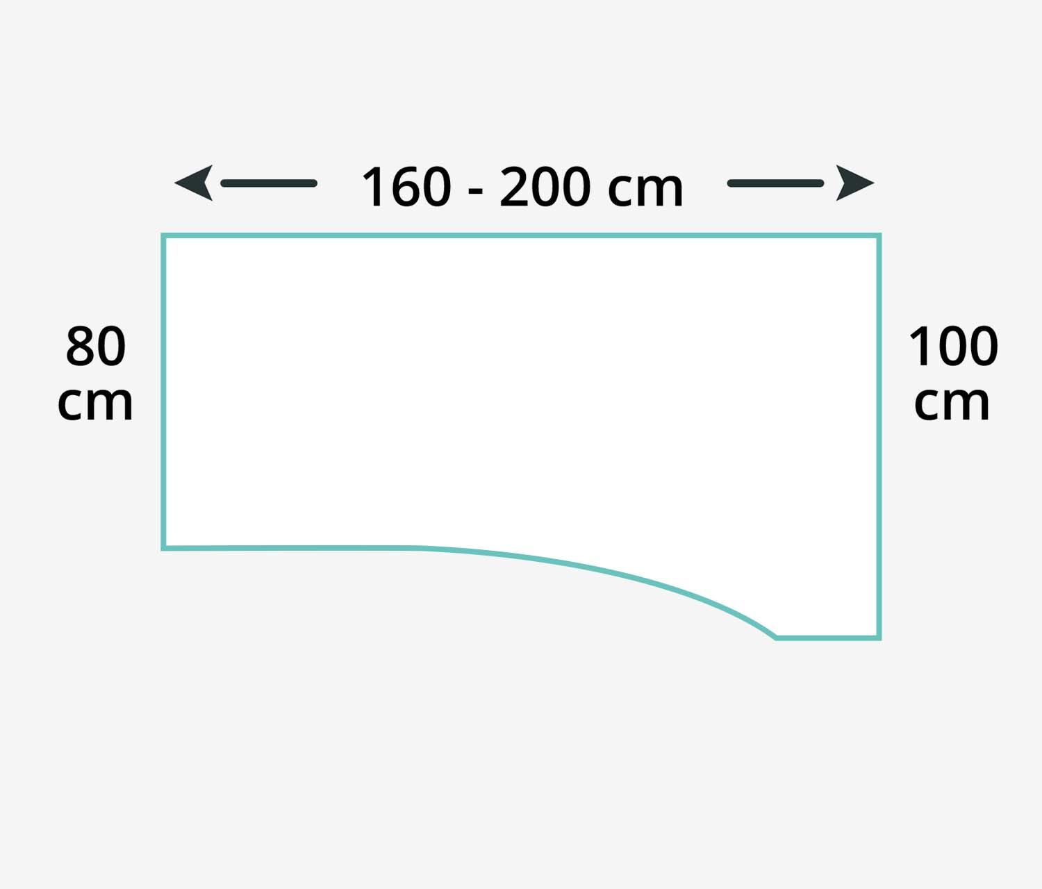 Freiform Tischplatte Melamin Dekor Topweiß, 1600 x 800/1000 x 25 mm