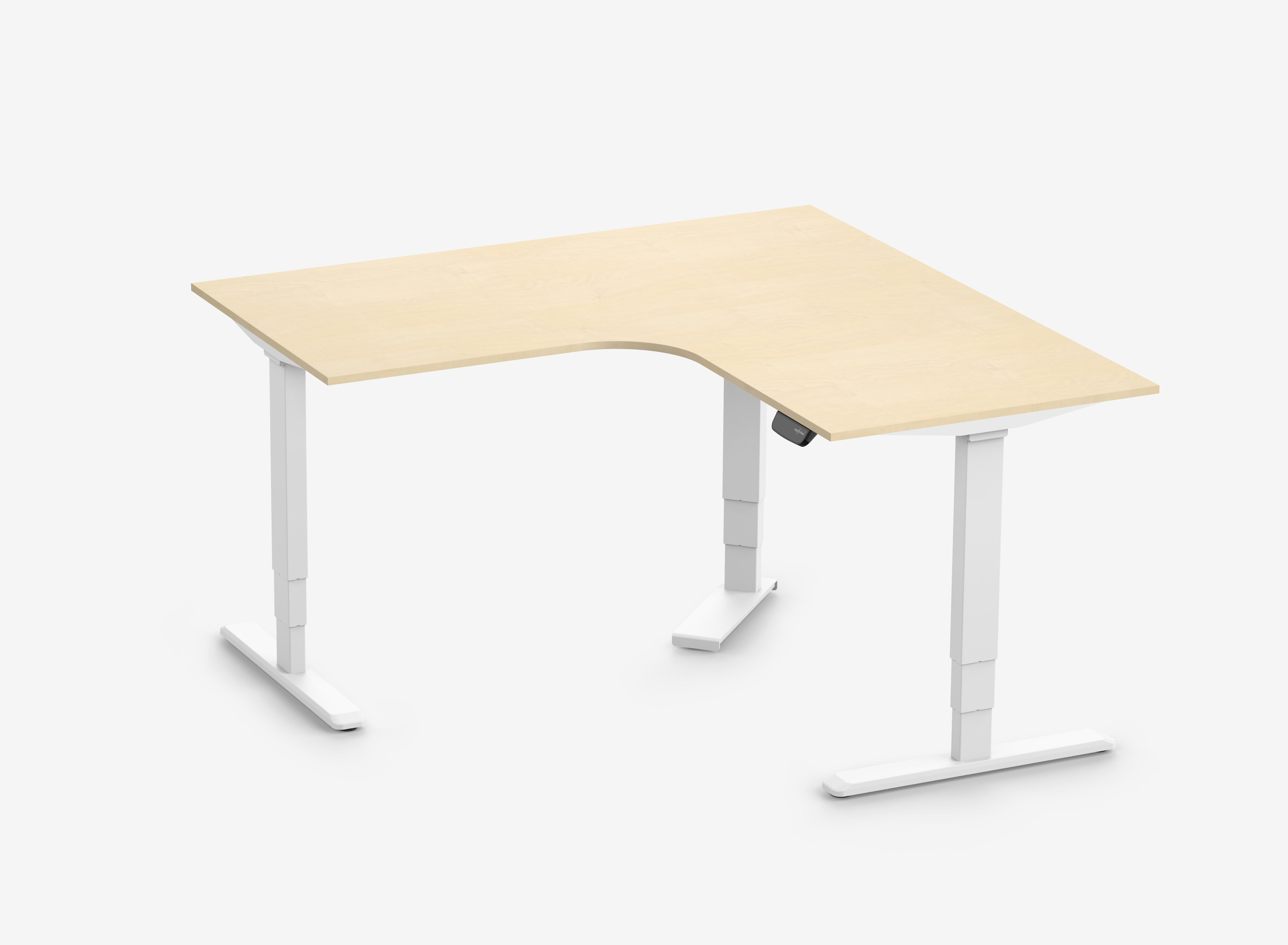 PRIMUS Eckschreibtisch, Gestell Weiß, Tischplatte 1600/800 x 1600/800 x 25 mm Birke