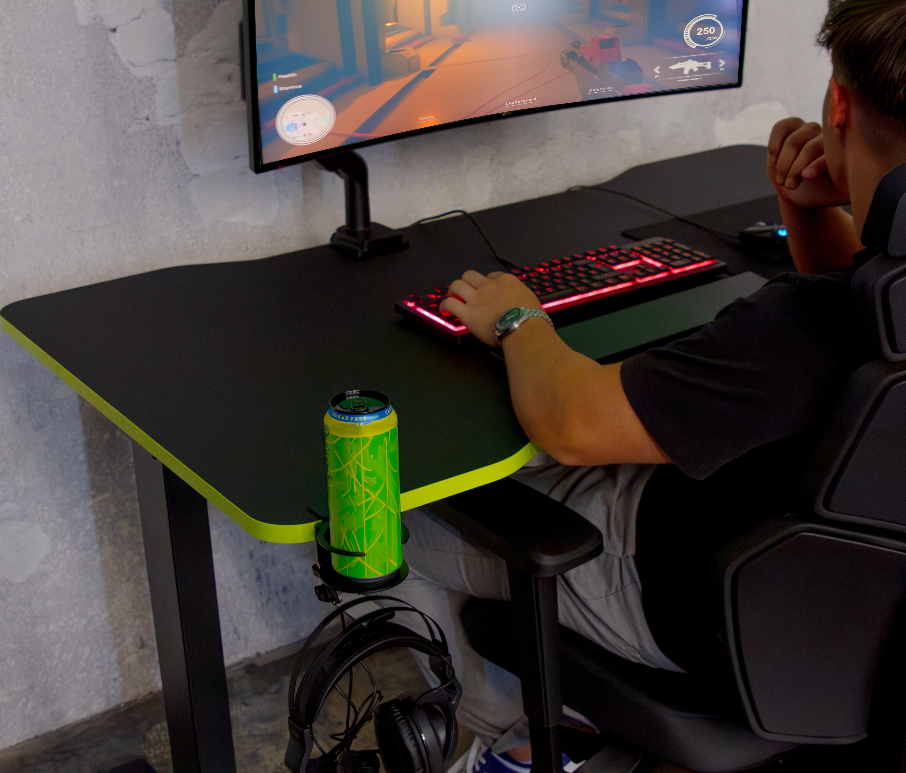 Primus Gamingschreibtisch Cockpit, Weiß Klassik Fire Red 180x80