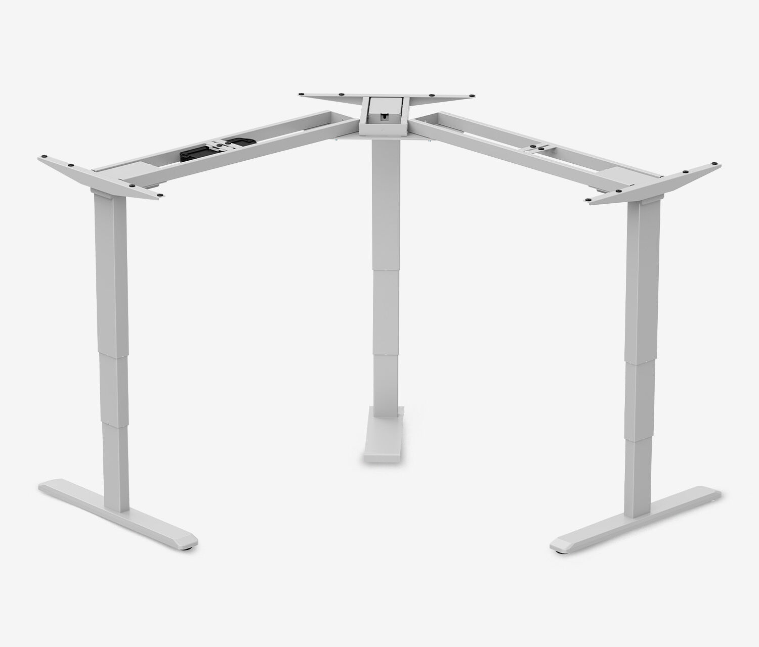 PRIMUS Eckschreibtisch, Gestell Grau, Tischplatte 2000/800 x 1600/800 x 25 mm Nussbaum