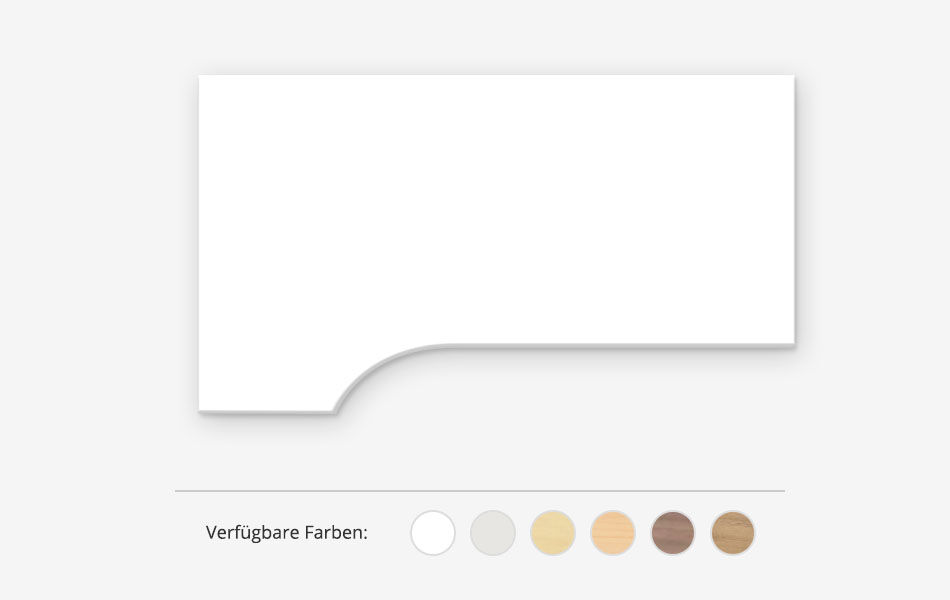 Freiform Tischplatte Melamin Dekor Topweiß, 1600 x 800/1000 x 25 mm