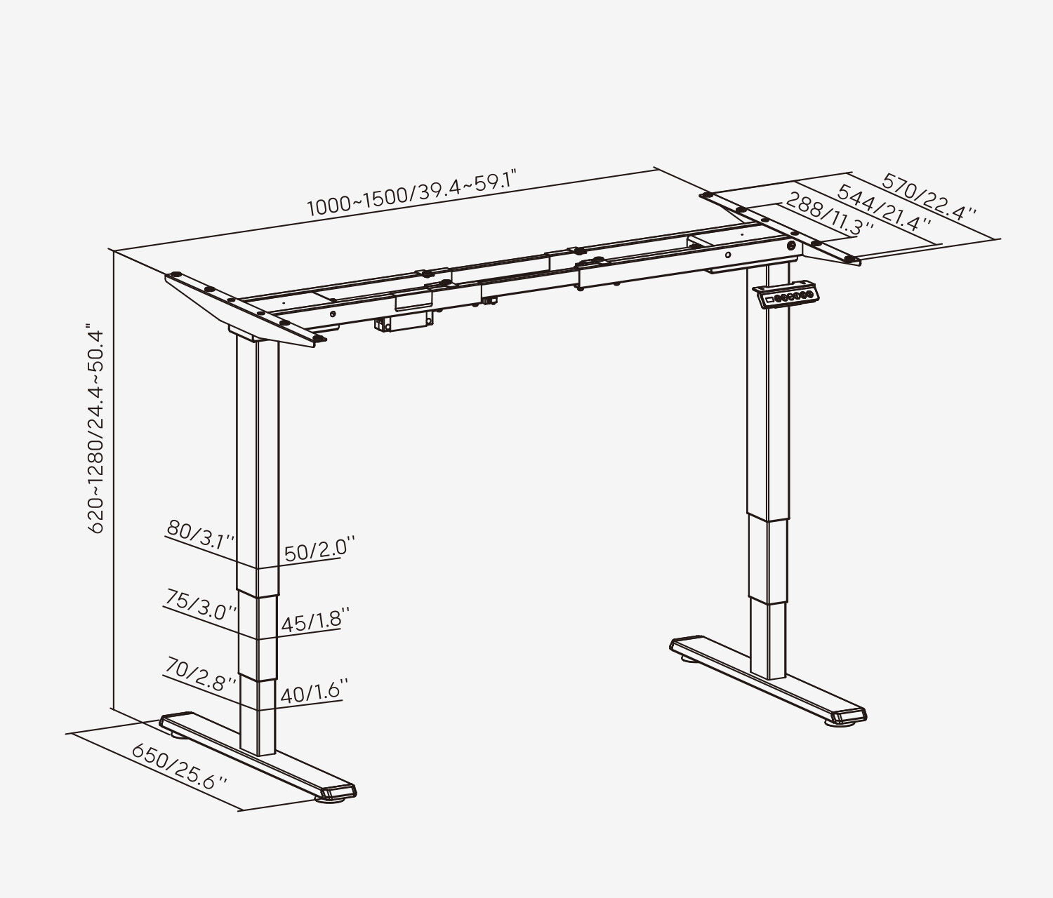 FOKUS Gestell Weiß, Tischplatte 1200 x 700 x 19 mm Eiche