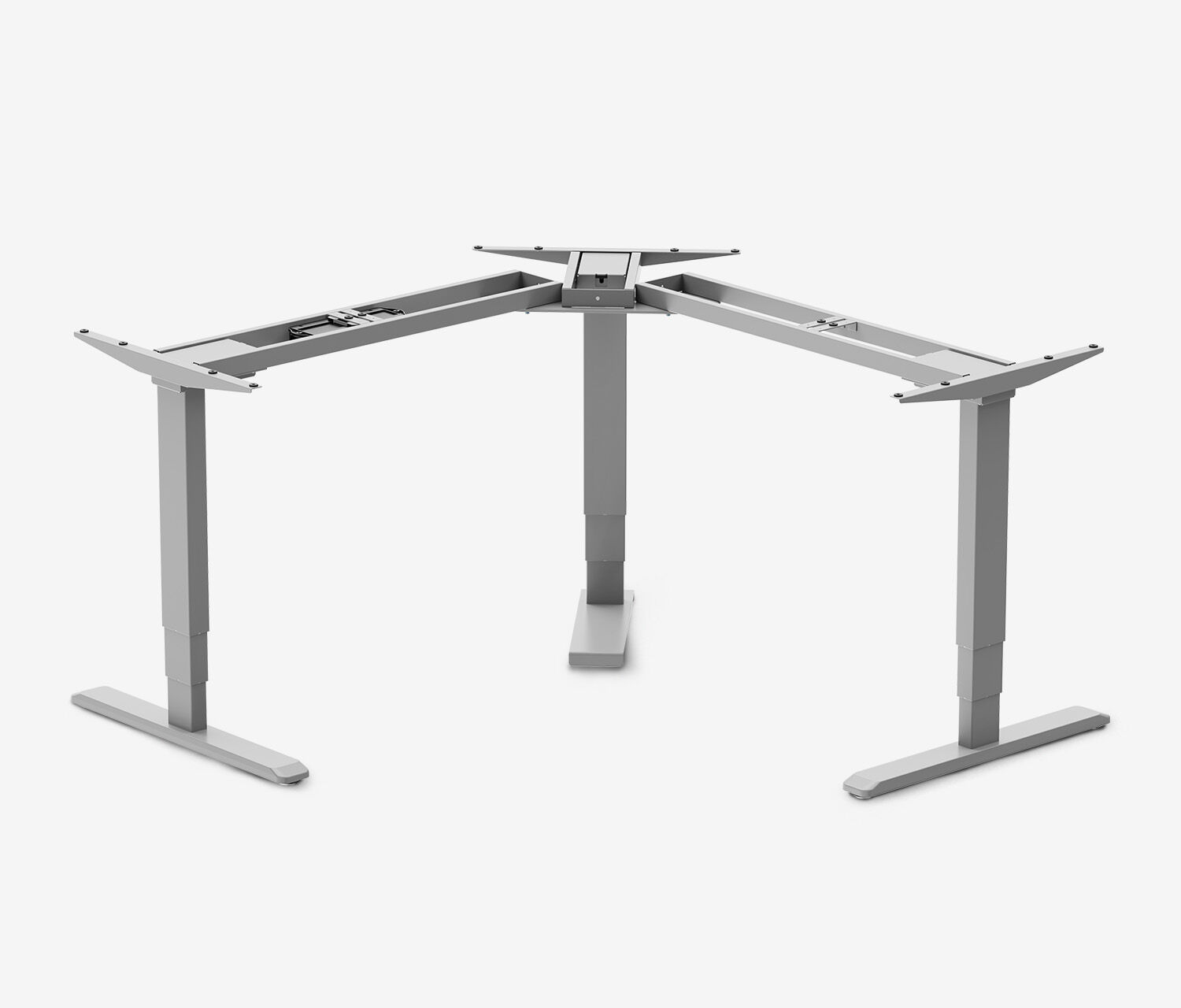 PRIMUS Eckschreibtisch, Gestell Grau, Tischplatte 1600/800 x 1600/800 x 25 mm Lichtgrau