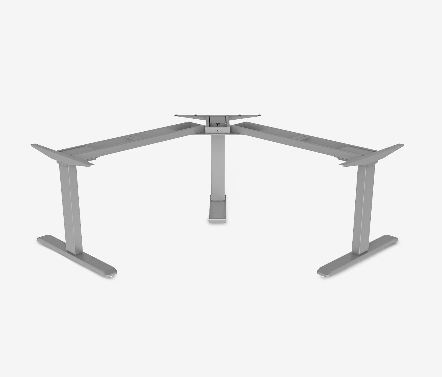 PRIMUS Eckschreibtisch, Gestell Grau, Tischplatte 2000/800 x 1600/800 x 25 mm Nussbaum