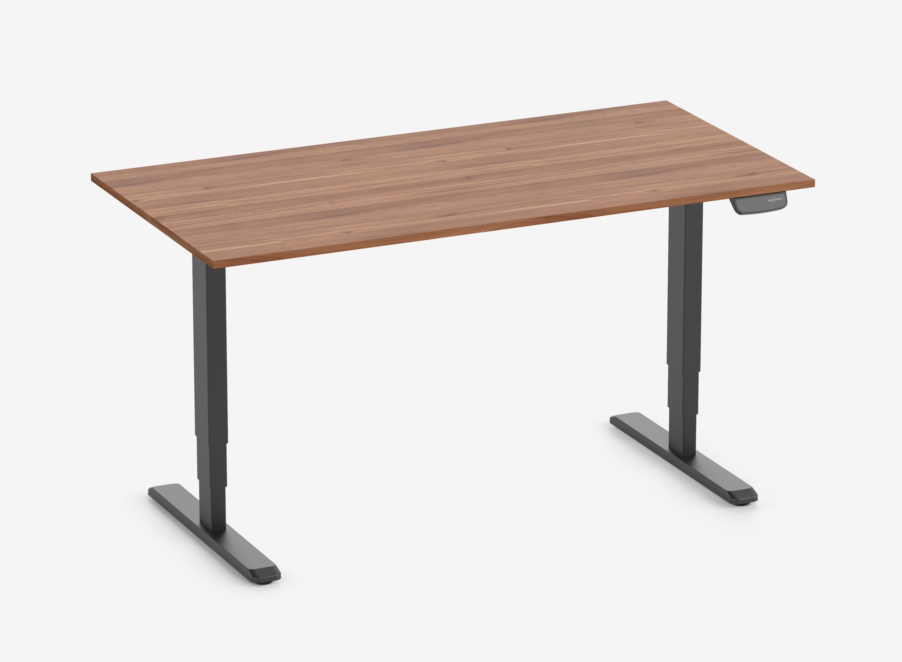 PRIMUS Rechteckschreibtisch, Gestell Schwarz, Tischplatte 1600 x 800 x 19 mm Nussbaum