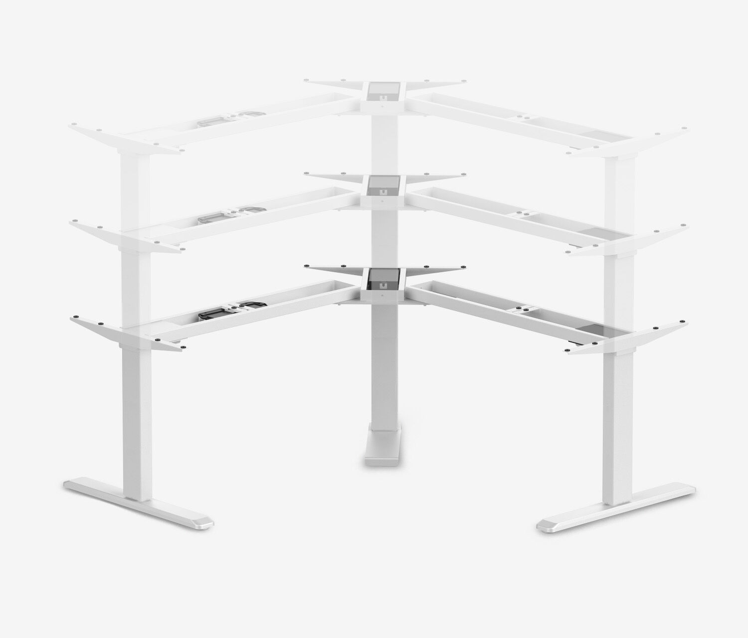 PRIMUS Eckschreibtisch, Gestell Weiß, Tischplatte 1800/800 x 1600/800 x 25 mm Birke