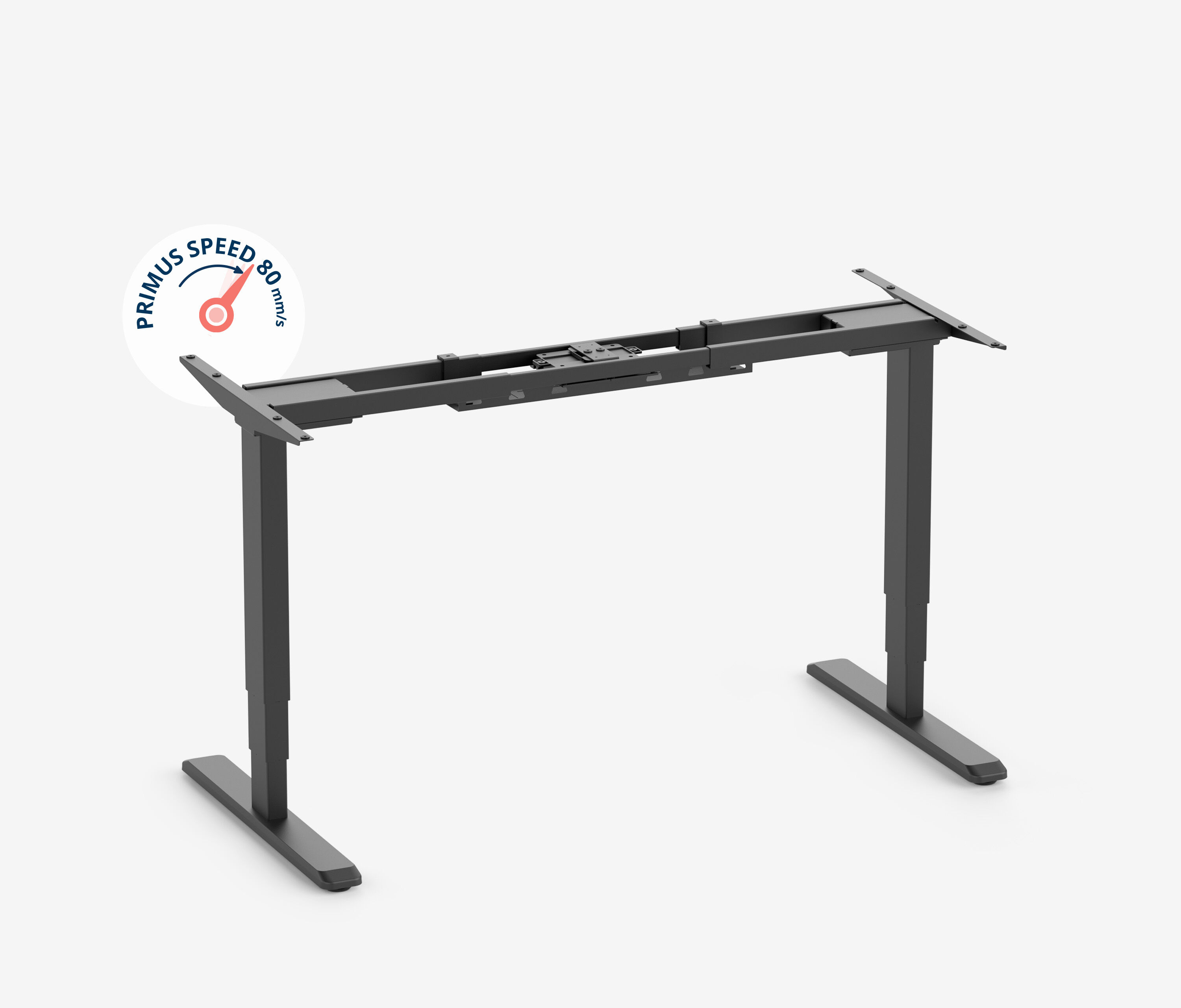 PRIMUS Speed Rechteckschreibtisch, Gestell Schwarz, Tischplatte 1200 x 700 x 19 mm Topweiß