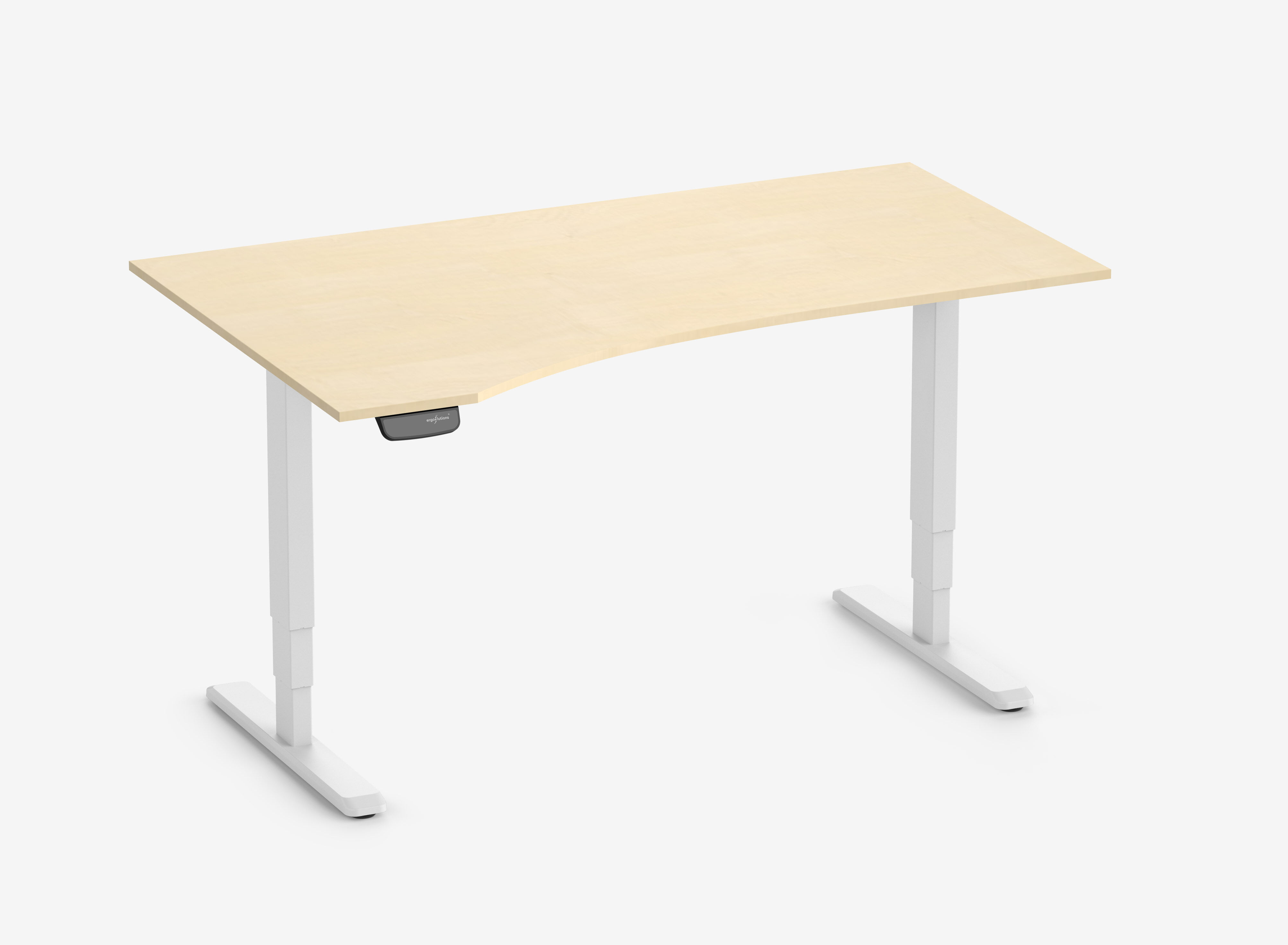 PRIMUS Freiformschreibtisch, Gestell Weiß 1600 x 800/1000 x 25 mm Birke, Ausführung Links