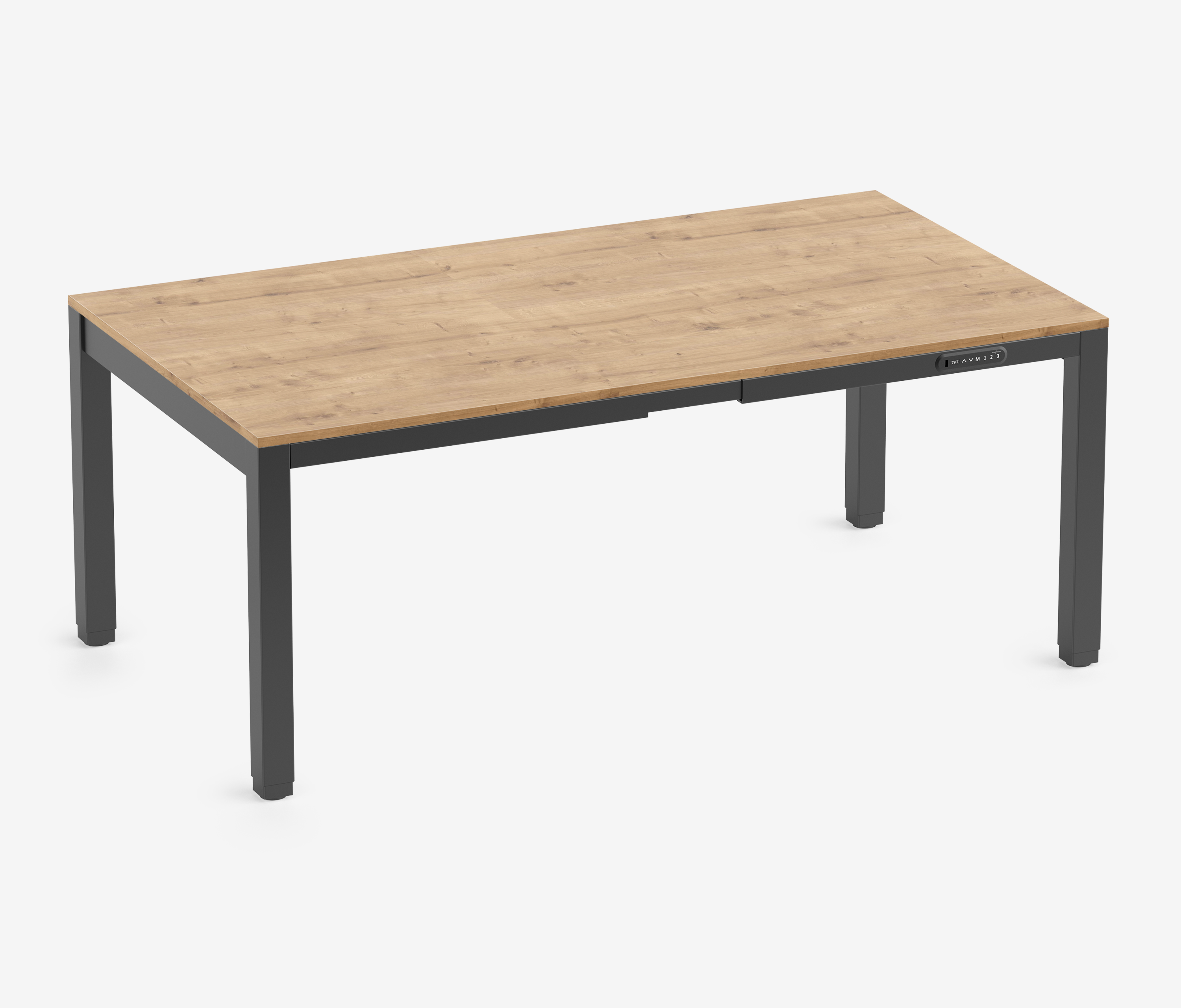 PRIMUS 4-Bein Schreibtisch Schwarz Eiche 1800 x 1000 x 25 mm