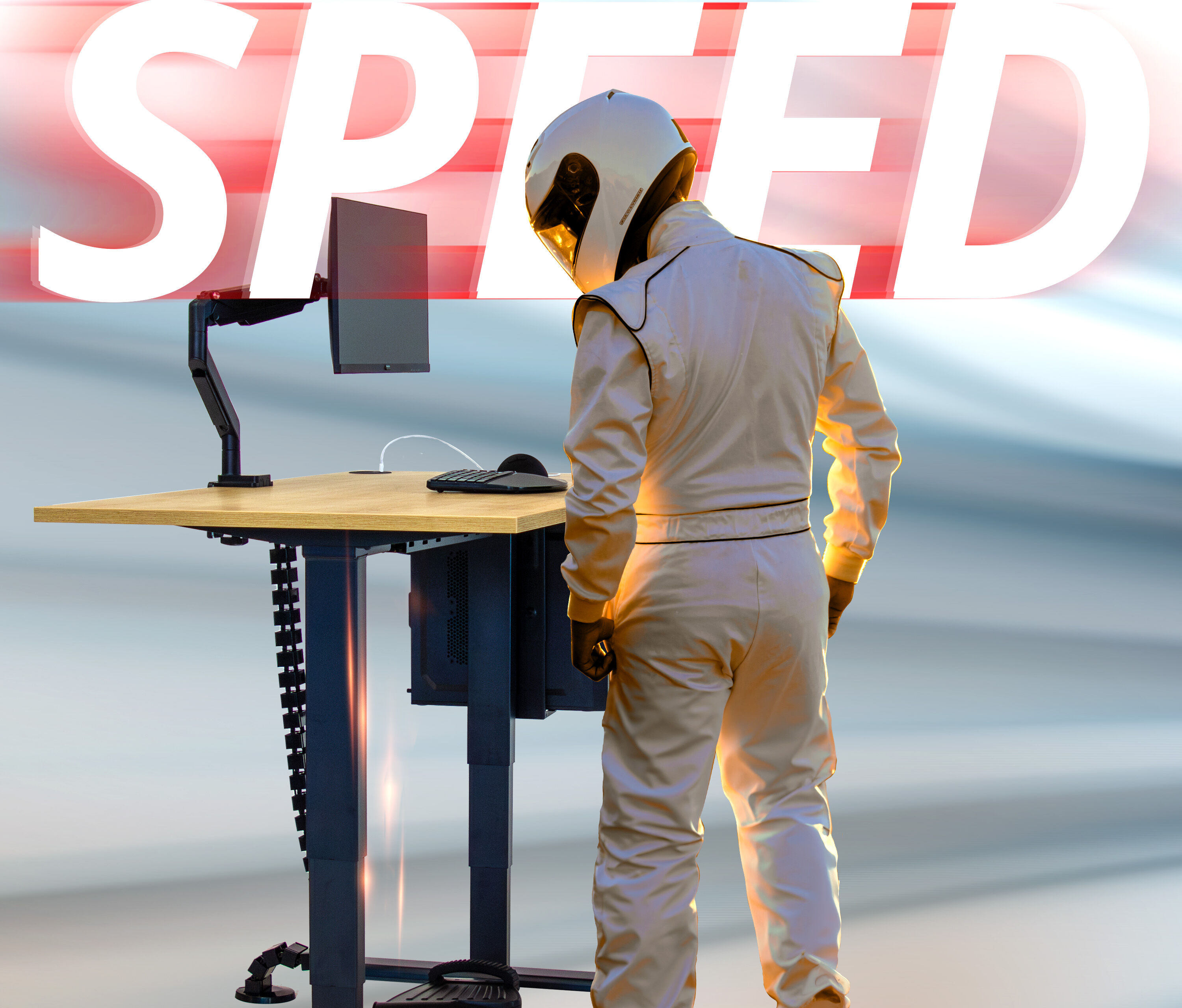 PRIMUS Speed Rechteckschreibtisch, Gestell Schwarz, Tischplatte 1200 x 700 x 19 mm Topweiß